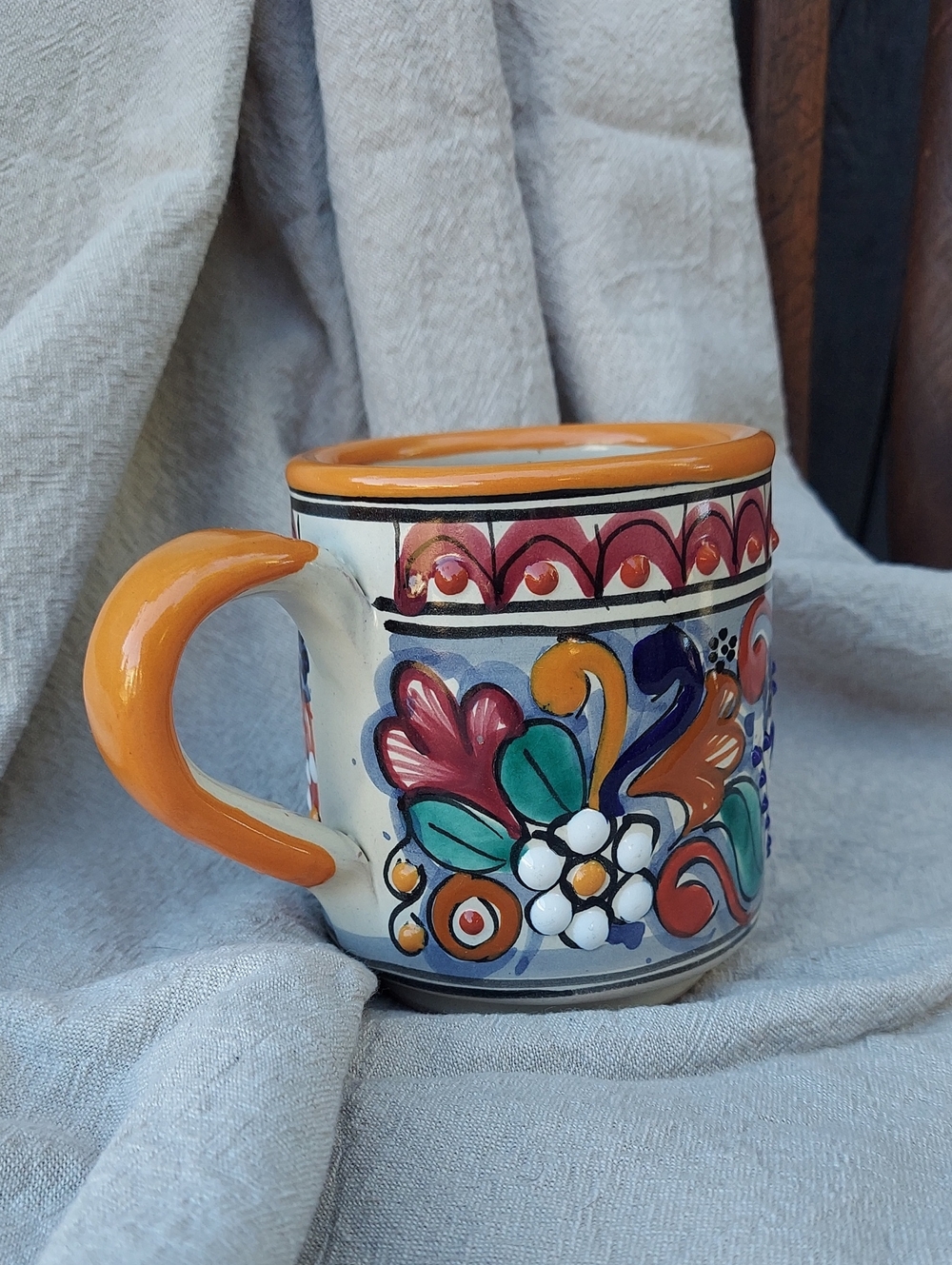 Talavera Del Carmen Ceramic Mug- Handpainted In Mexico